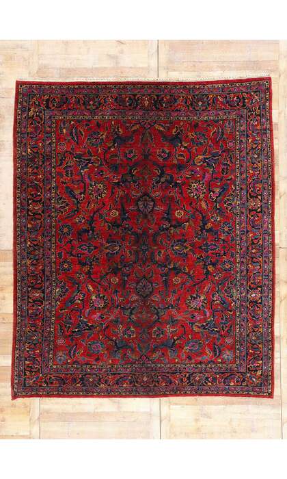 9 x 11 Antique Red Persian Sarouk Rug 79263