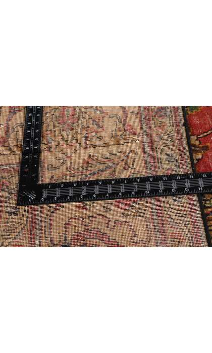 9 x 13 Distressed Antique Red Persian Tabriz Rug 74329