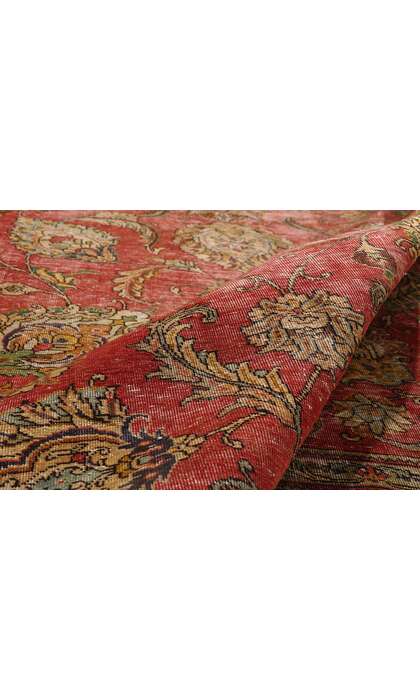 9 x 13 Distressed Antique Red Persian Tabriz Rug 74329