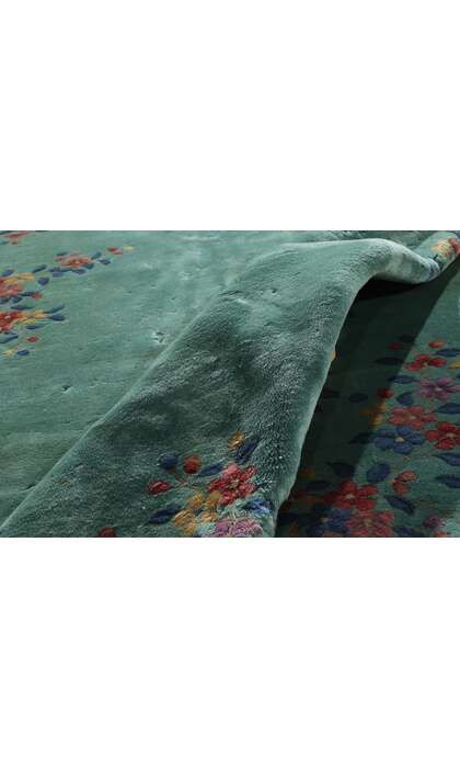 9 x 11 Vintage Green Chinese Art Deco Rug 79112