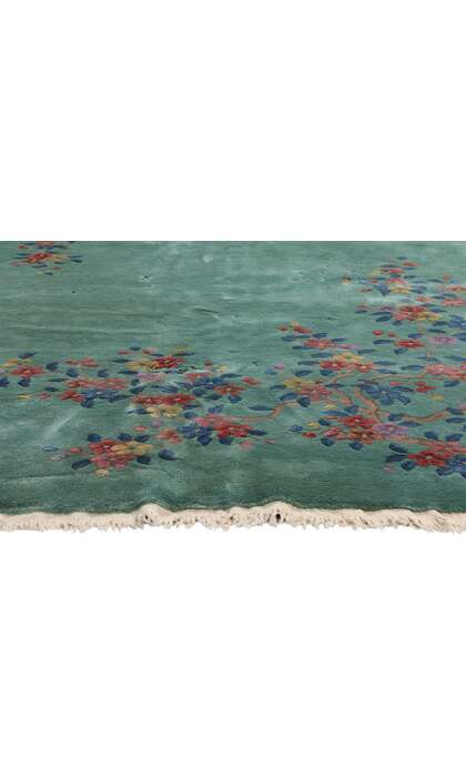 9 x 11 Vintage Green Chinese Art Deco Rug 79112