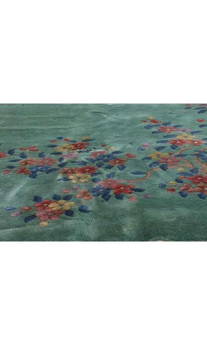 9 x 11 Vintage Green Chinese Art Deco Rug 79112