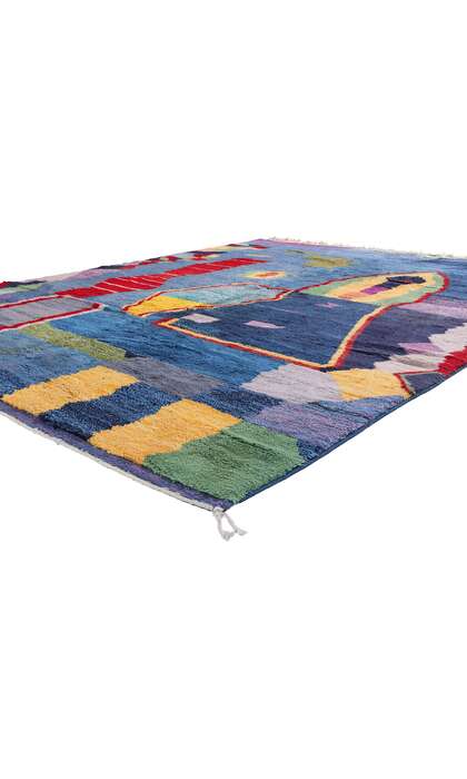 10 x 12 Modern Abstract Blue Beni Mrirt Moroccan Rug 21105