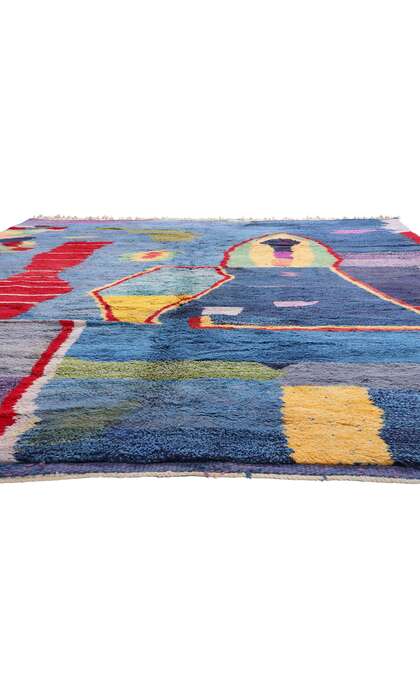 10 x 12 Modern Abstract Blue Beni Mrirt Moroccan Rug 21105