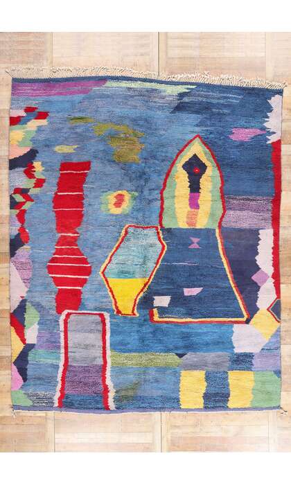 10 x 12 Modern Abstract Blue Beni Mrirt Moroccan Rug 21105