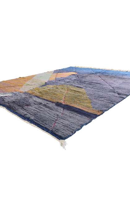 9 x 11 Modern Abstract Blue Beni Mrirt Moroccan Rug 21107