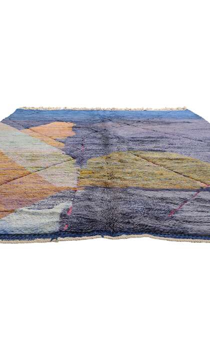 9 x 11 Modern Abstract Blue Beni Mrirt Moroccan Rug 21107