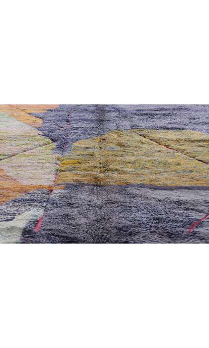 9 x 11 Modern Abstract Blue Beni Mrirt Moroccan Rug 21107