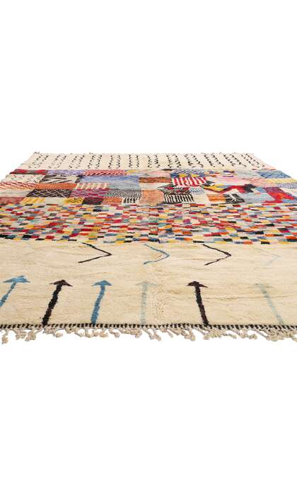 9 x 13 Modern Bauhaus Ivory Beni Mrirt Moroccan Rug 21180