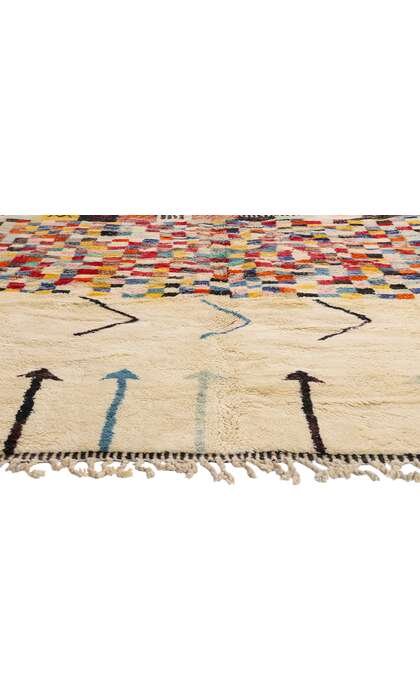 9 x 13 Modern Bauhaus Ivory Beni Mrirt Moroccan Rug 21180