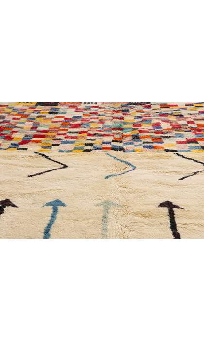 9 x 13 Modern Bauhaus Ivory Beni Mrirt Moroccan Rug 21180