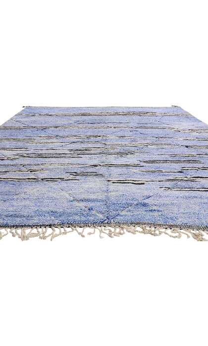 10 x 13 Modern Blue Beni Mrirt Moroccan Rug 21184