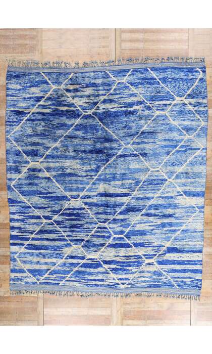 11 x 12 Modern Blue Beni Mrirt Moroccan Rug 21151