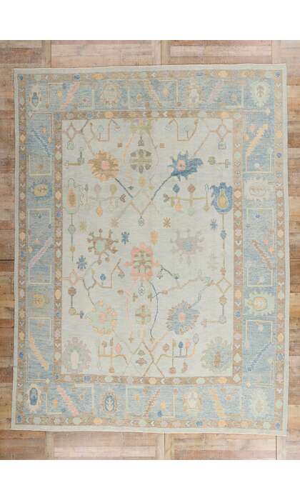 10 x 13 Modern Light Gray Turkish Oushak Rug 54013