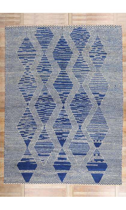 10 x 14 Blue Modern Moroccan Rug 80586