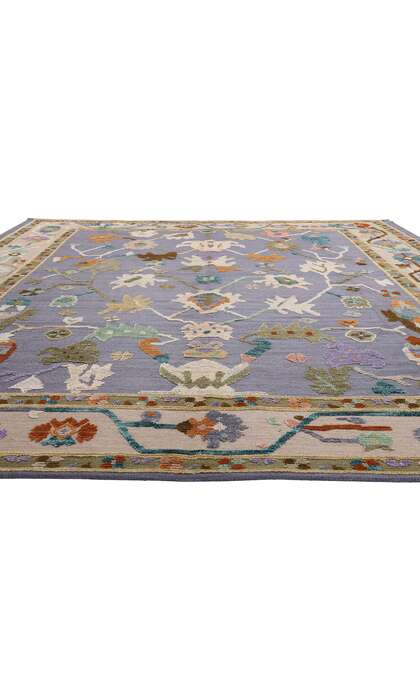 11 x 13 Modern Colorful Oushak High-Low Rug 30390