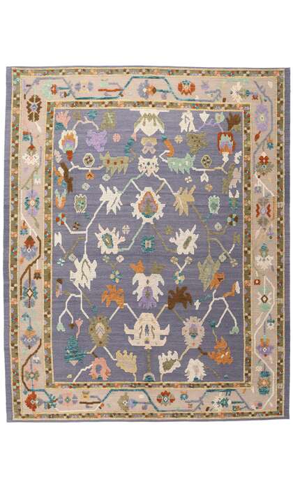 11 x 13 Modern Colorful Oushak High-Low Rug 30390