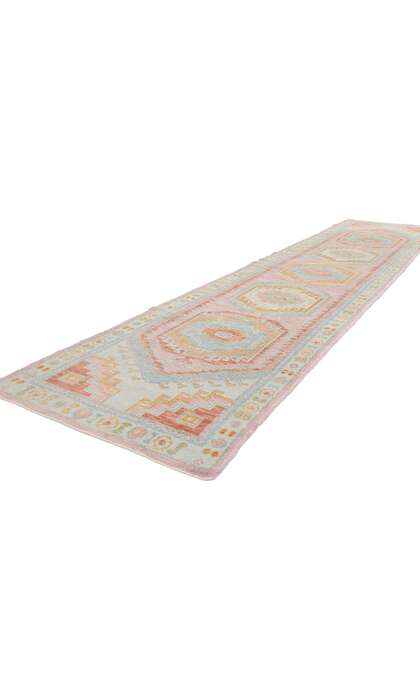 3 x 14 Modern Colorful Turkish Oushak Rug 54009