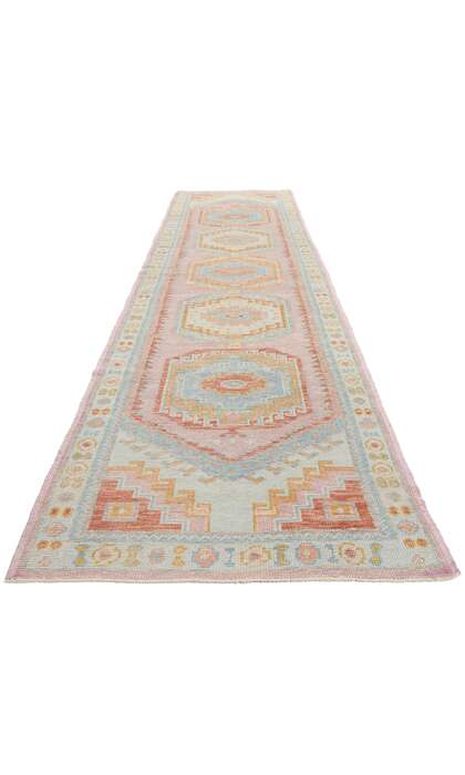 3 x 14 Modern Colorful Turkish Oushak Rug 54009