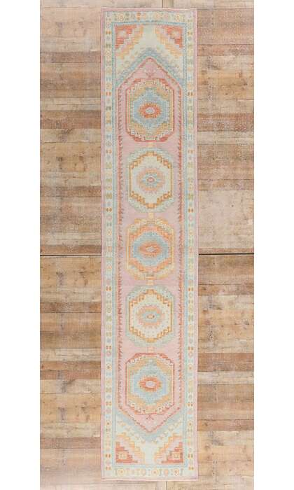 3 x 14 Modern Colorful Turkish Oushak Rug 54009