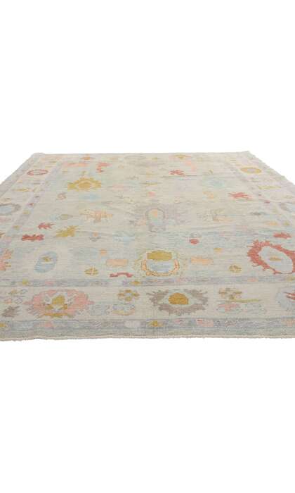 8 x 10 Modern Light Blue Turkish Oushak Rug 54008