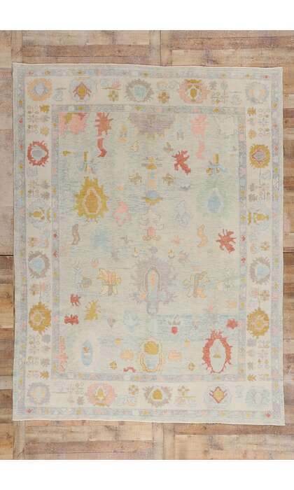 8 x 10 Modern Light Blue Turkish Oushak Rug 54008