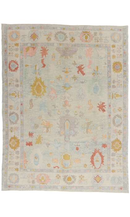8 x 10 Modern Light Blue Turkish Oushak Rug 54008