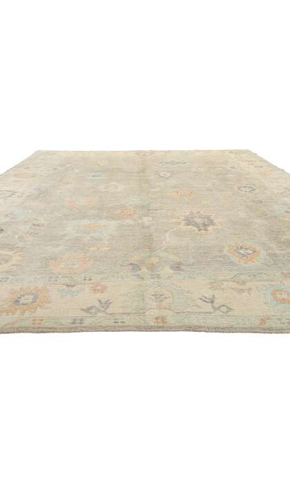 10 x 14 Modern Light Gray Turkish Oushak Rug 54004