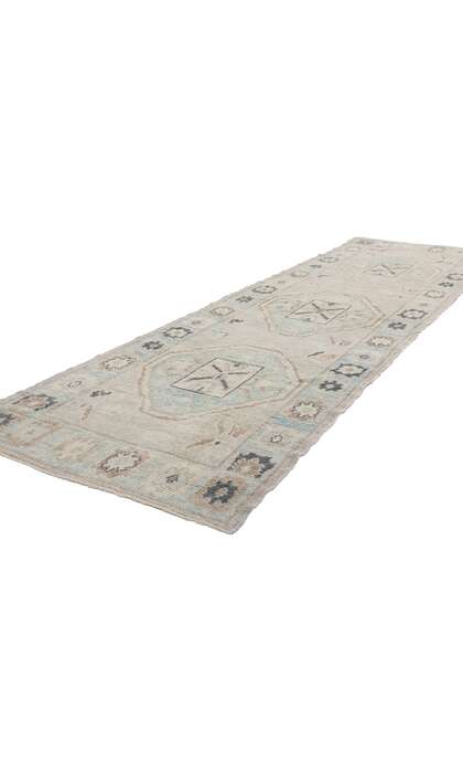 3 x 11 Modern Light Gray Turkish Oushak Rug 54011