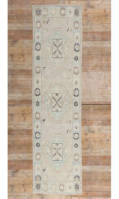 3 x 11 Modern Light Gray Turkish Oushak Rug 54011