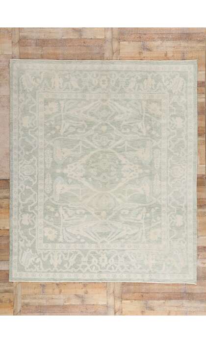 8 x 10 Modern Light Green Turkish Oushak Rug 54005