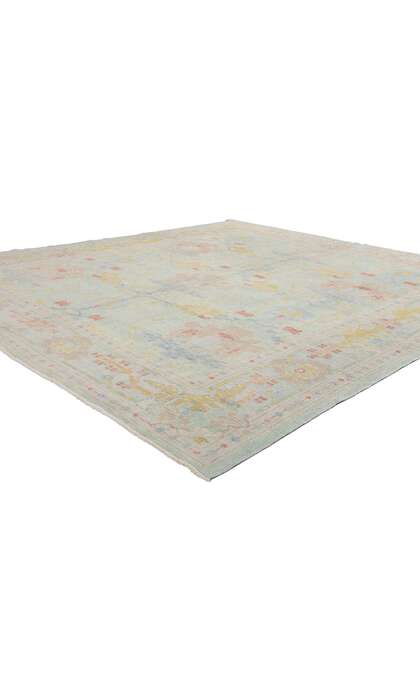 8 x 9 Modern Light Green Turkish Oushak Rug 54015