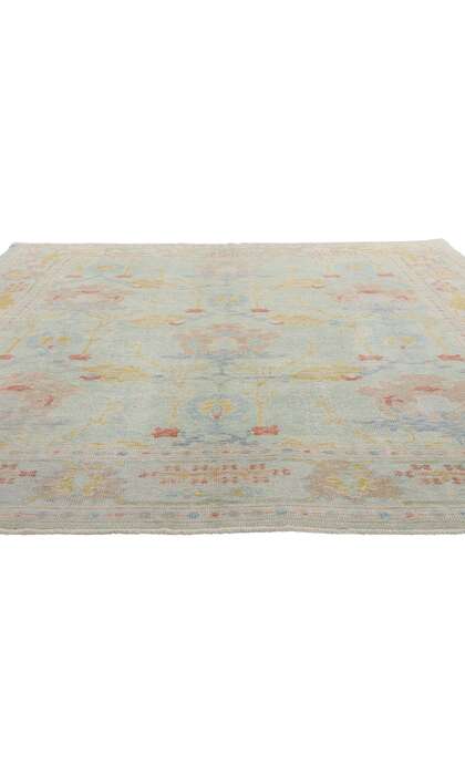 8 x 9 Modern Light Green Turkish Oushak Rug 54015