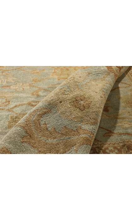 9 x 13 Vintage-Inspired Light Green Oushak Rug 30185