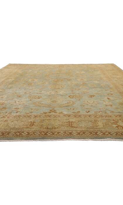 9 x 13 Vintage-Inspired Light Green Oushak Rug 30185