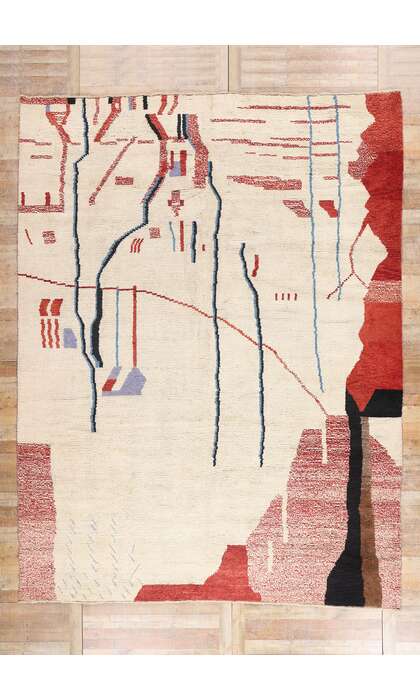 10 x 14 Modern Brutalist Dreamscape Moroccan Rug 81015