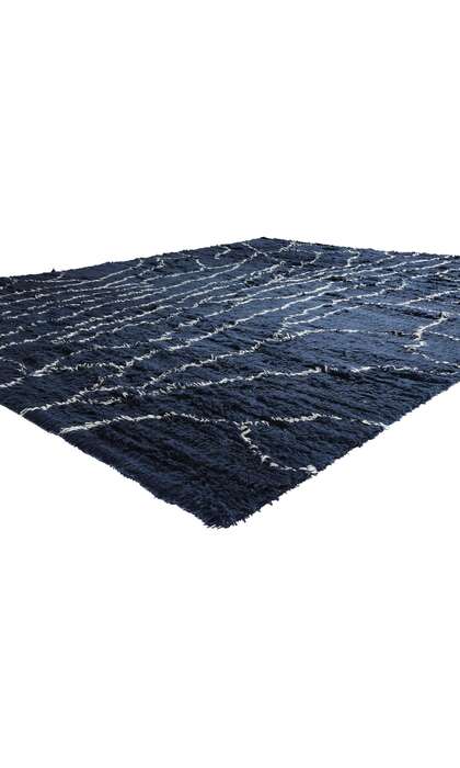 11 x 13 Modern Navy Blue Moroccan Rug 30387