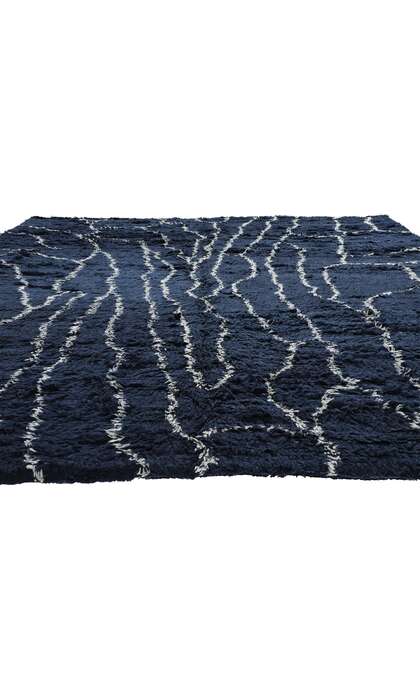 11 x 13 Modern Navy Blue Moroccan Rug 30387