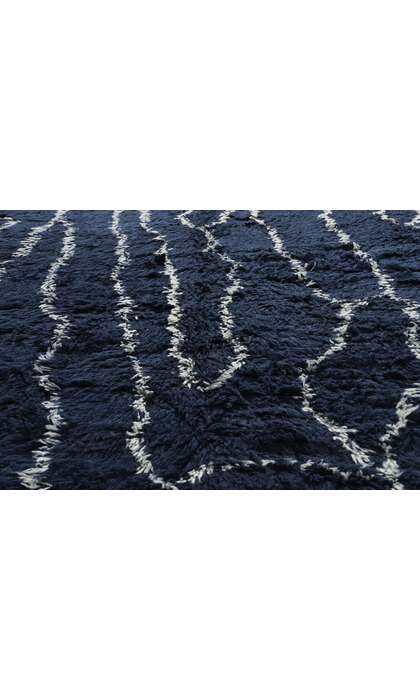 11 x 13 Modern Navy Blue Moroccan Rug 30387
