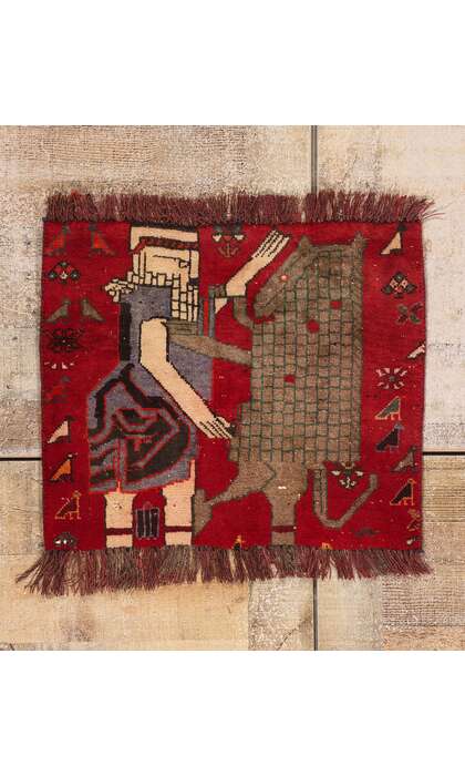 2 x 2 Vintage Persian Shiraz Pictorial Rug 79265