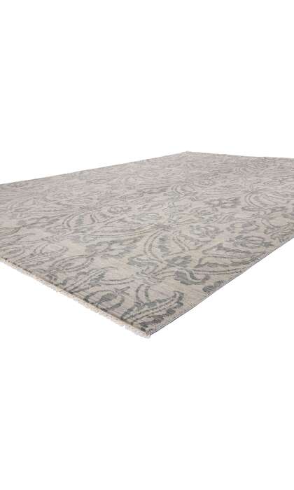 10 x 14 Transitional Blue Gray Damask Ikat Rug 30265
