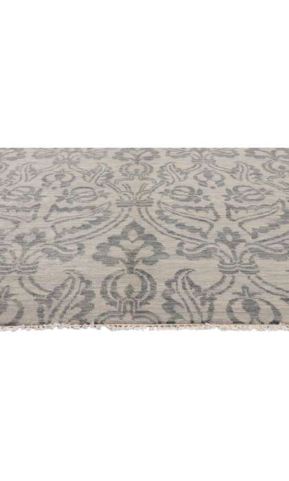 10 x 14 Transitional Blue Gray Damask Ikat Rug 30265