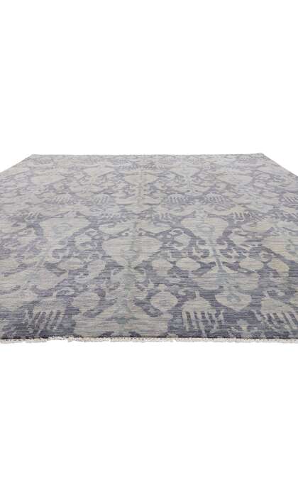 10 x 14 Transitional Blue Gray Ikat Rug 30263