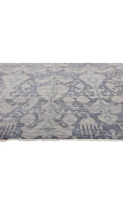 10 x 14 Transitional Blue Gray Ikat Rug 30263