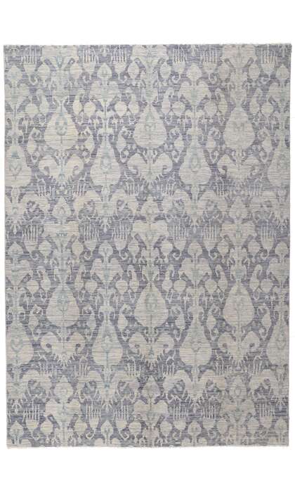 10 x 14 Transitional Blue Gray Ikat Rug 30263