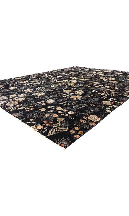 10 x 13 Vintage Black Pakistani Tabriz Rug 79282