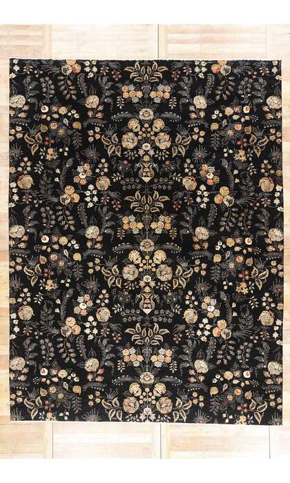 10 x 13 Vintage Black Pakistani Tabriz Rug 79282
10 x 13 Vintage Black Pakistani Tabriz Rug 79282