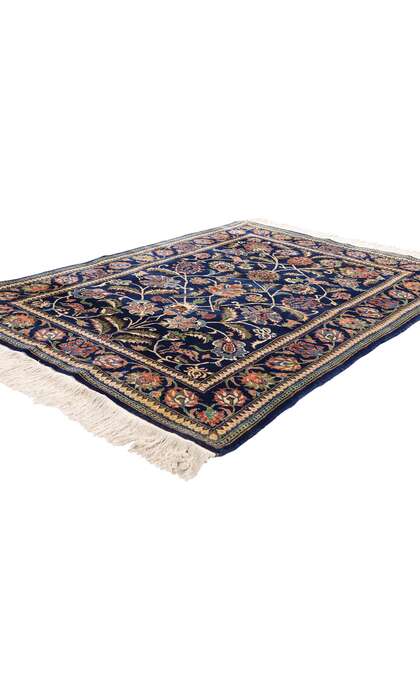 4 x 6 Vintage Navy Blue Chinese Tabriz Rug 79242
