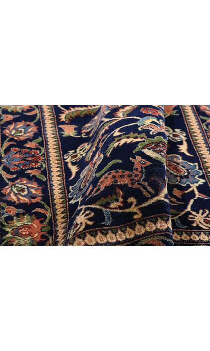 4 x 6 Vintage Navy Blue Chinese Tabriz Rug 79242
