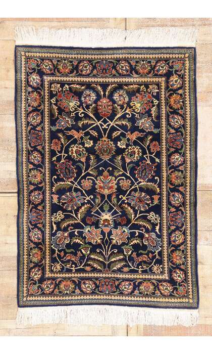 4 x 6 Vintage Navy Blue Chinese Tabriz Rug 79242
